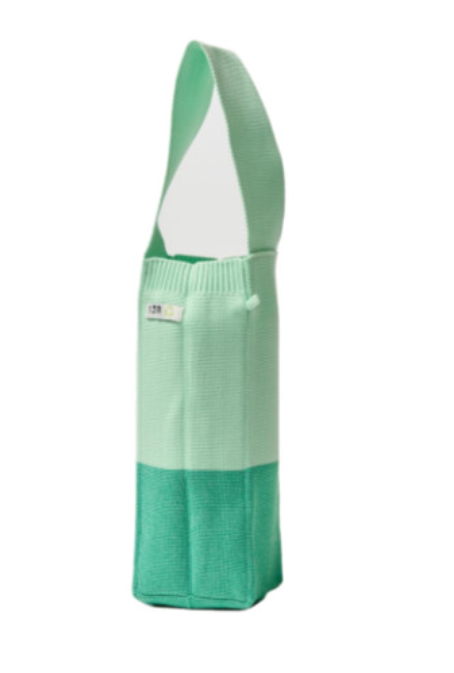 Bottle Tote Green Block Large